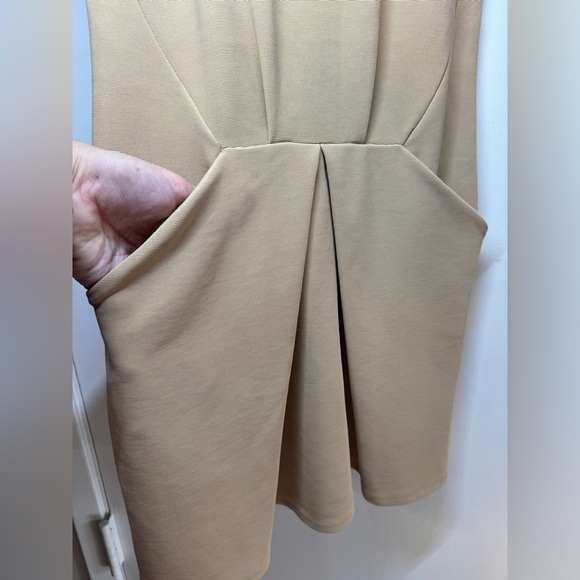 ASOS Nude Beige Sleeveless Shift Cocktail Semi Formal Dress Size 2 - Picture 7 of 12